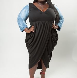 Black draping maxi DRESS